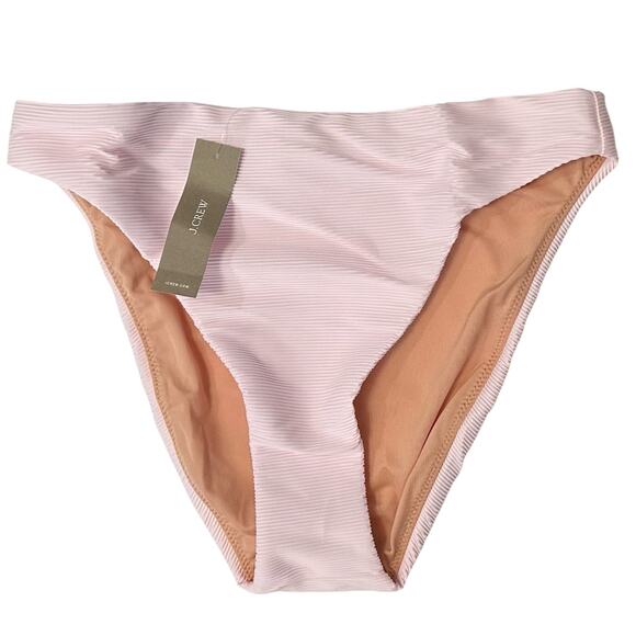 2/$15 NWT J. Crew Ribbed High-Rise Cheeky Bikini Bottom Pale Pink Size S - Picture 1 of 6